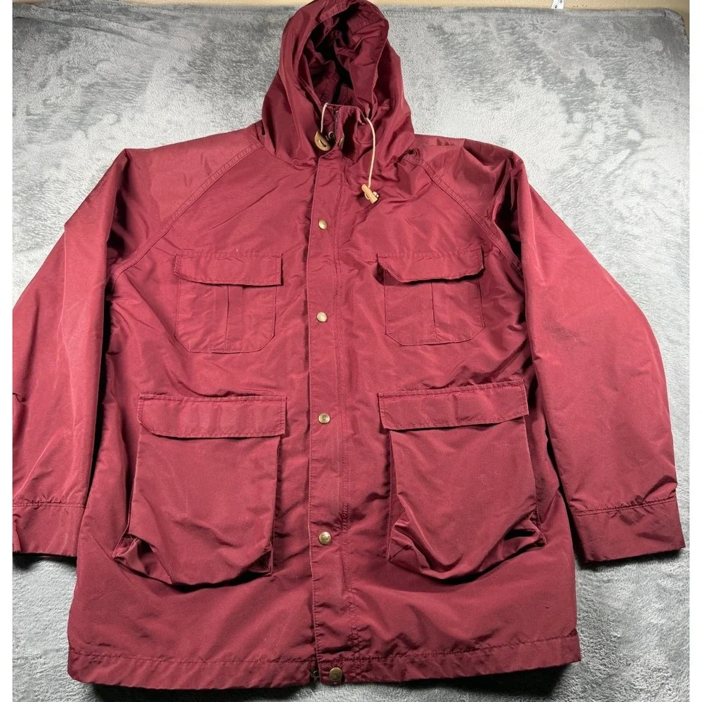 Vtg L.L.Bean Baxter State Parka Men L Burgundy Hooded Field Jacket Made USA
